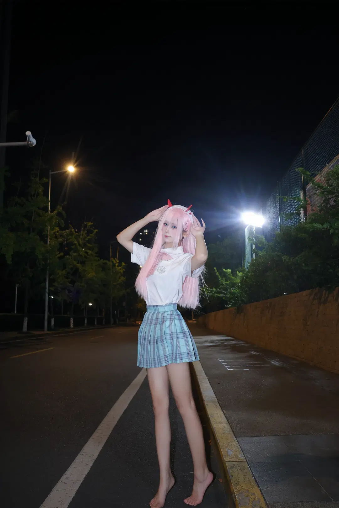 Cosplay photography, Anime-style photography, Zero Two cosplay, Darling in the Franxx, Night photography