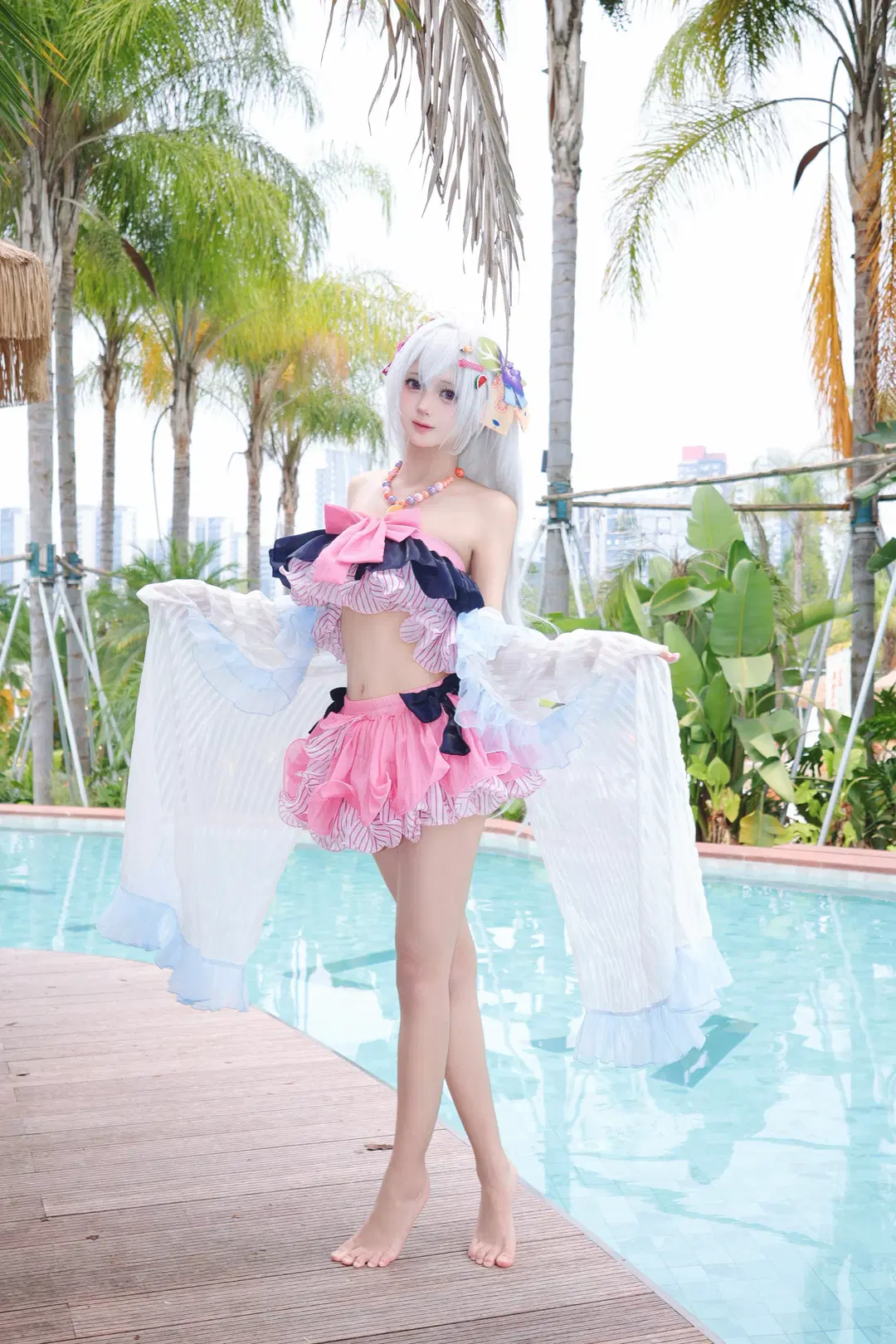 cosplay, 蔚蓝档案, 夏日穿搭, 白洲梓cos, 泳池写真