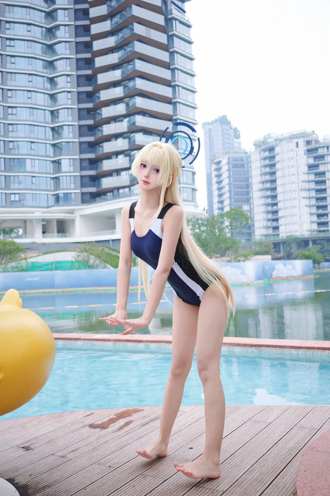 【飛鳥馬トキ コスプレ】ブルーアーカイブ 夏の水着撮影 - 晚星 - 3枚目