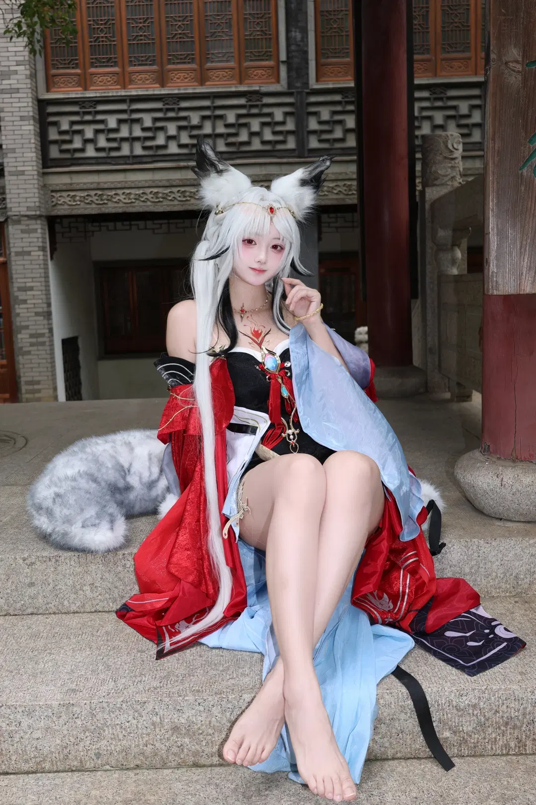 【心月狐コスプレ】『鳴潮』古風な白髪＆獣耳スタイリングの撮影記録 - 晚星 - 2枚目