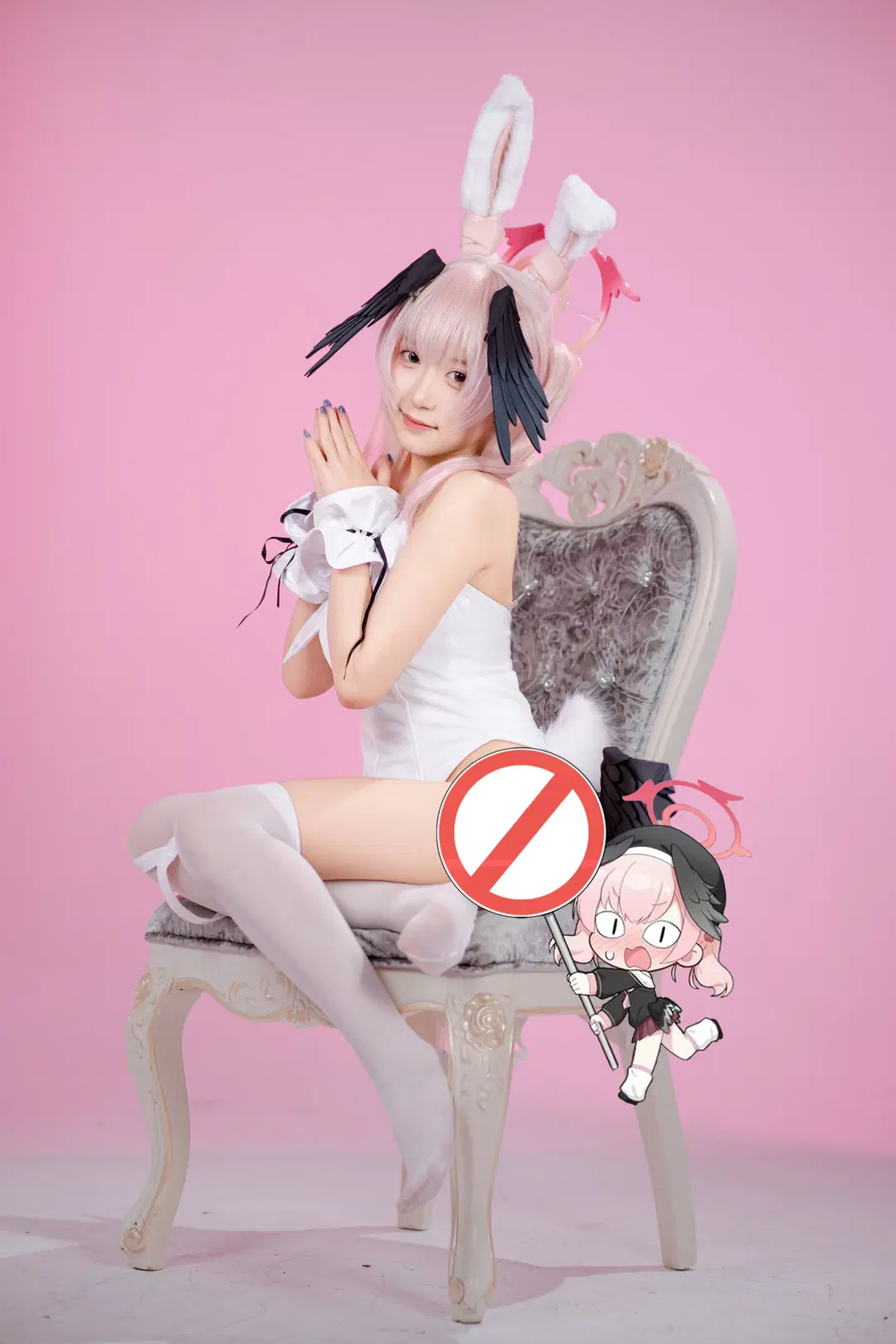 【下江コハル コスプレ】ブルーアーカイブのバニーガールのスタジオ撮影記録 - pzzz - 2枚目
