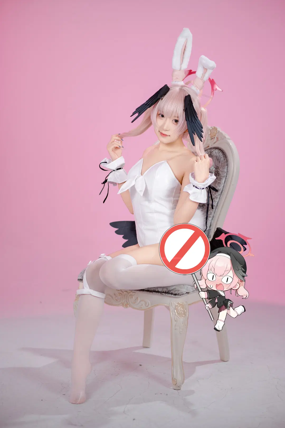 蔚藍檔案, 兔女郎, 二次元cosplay, 下江小春cos, 白絲