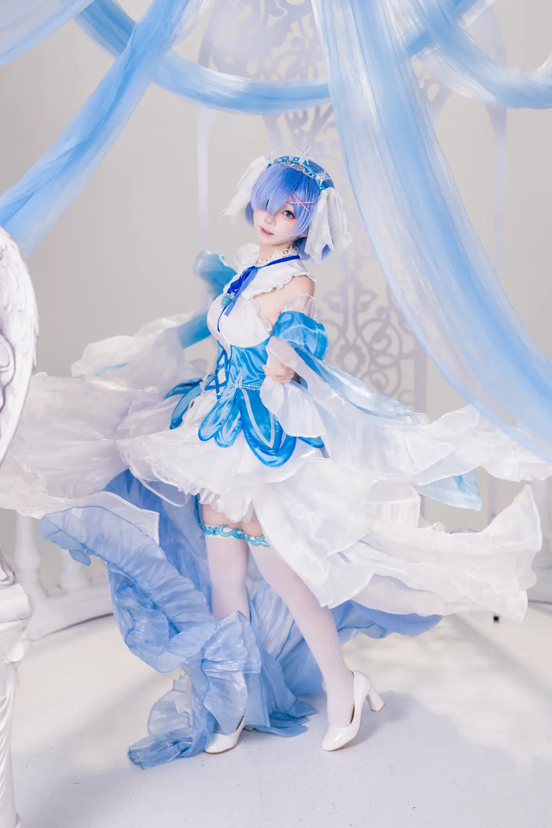 二次元, コスプレ, Re:ゼロから始める異世界生活, 白ストッキング, レム コスプレ