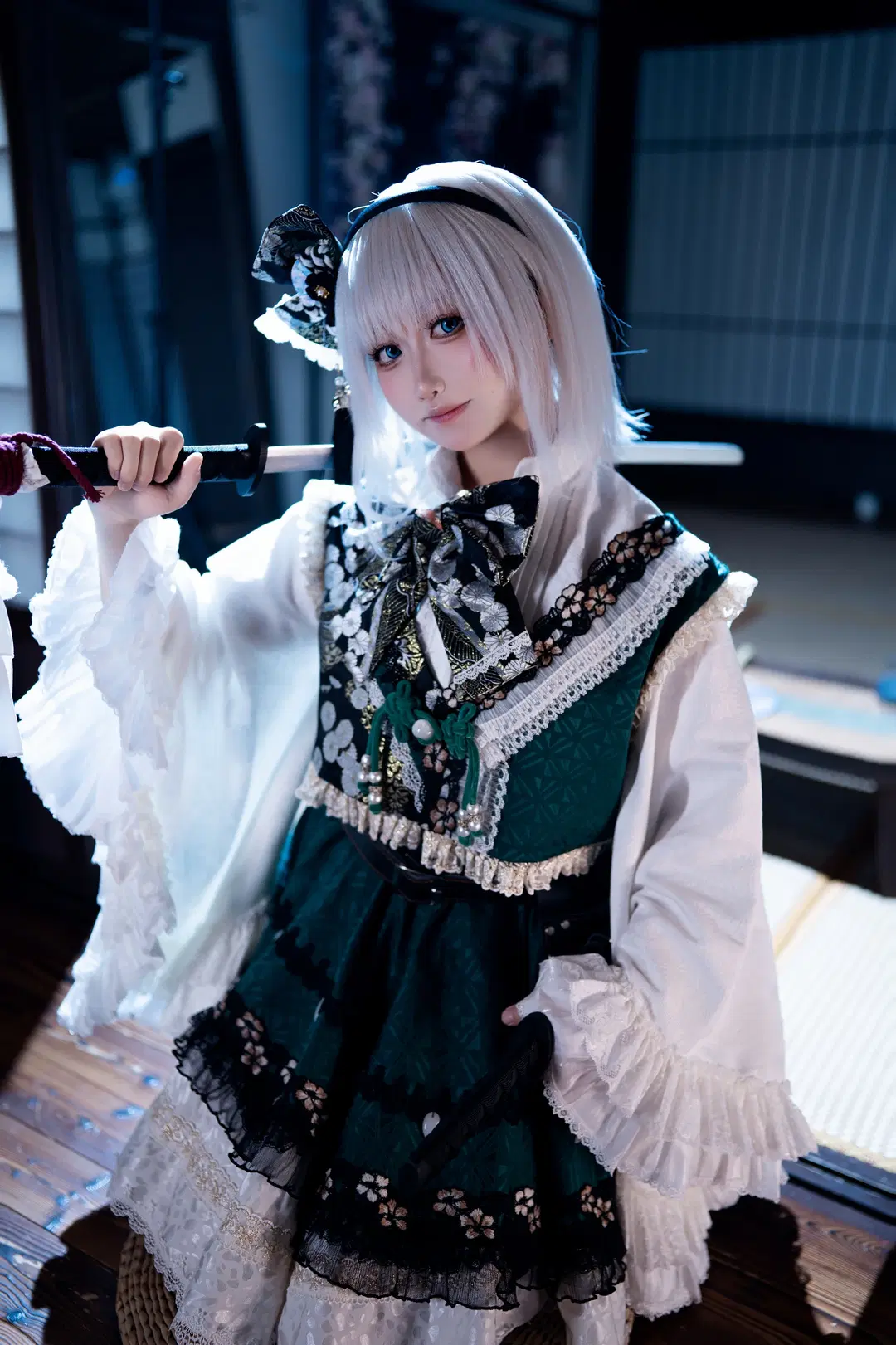 东方project, 二次元cosplay, 魂魄妖梦cos, 和风洛丽塔, 武士刀