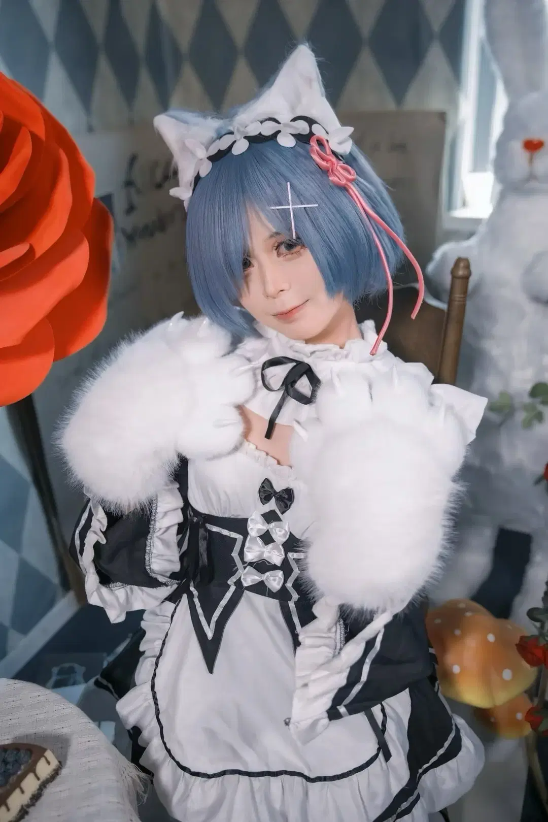 【レム コスプレ】Re:ゼロから始める異世界生活 チェシャー 猫耳メイド服 - 清风摄影人V - 4枚目