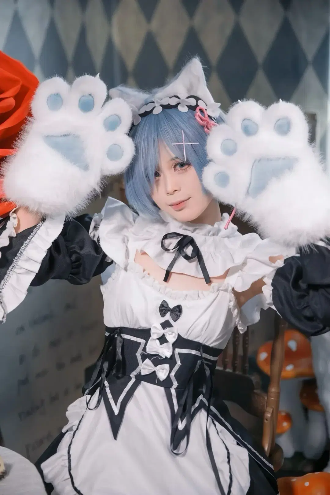 【レム コスプレ】Re:ゼロから始める異世界生活 チェシャー 猫耳メイド服 - 清风摄影人V - 5枚目