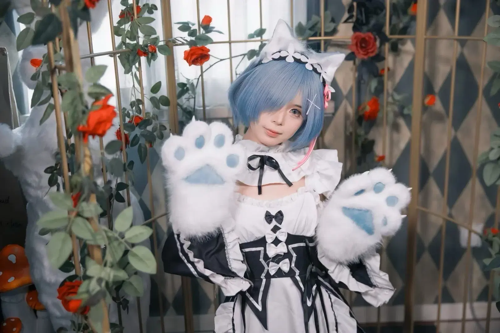 【レム コスプレ】Re:ゼロから始める異世界生活 チェシャー 猫耳メイド服 - 清风摄影人V - 6枚目