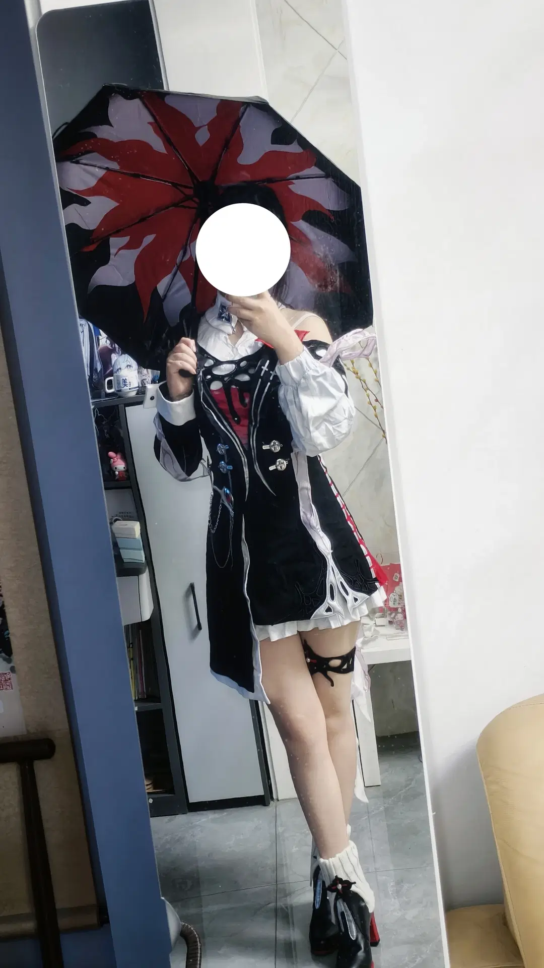 崩坏星穹铁道, 长夜月cos, 哥特风穿搭, cos服试衣, 腿环