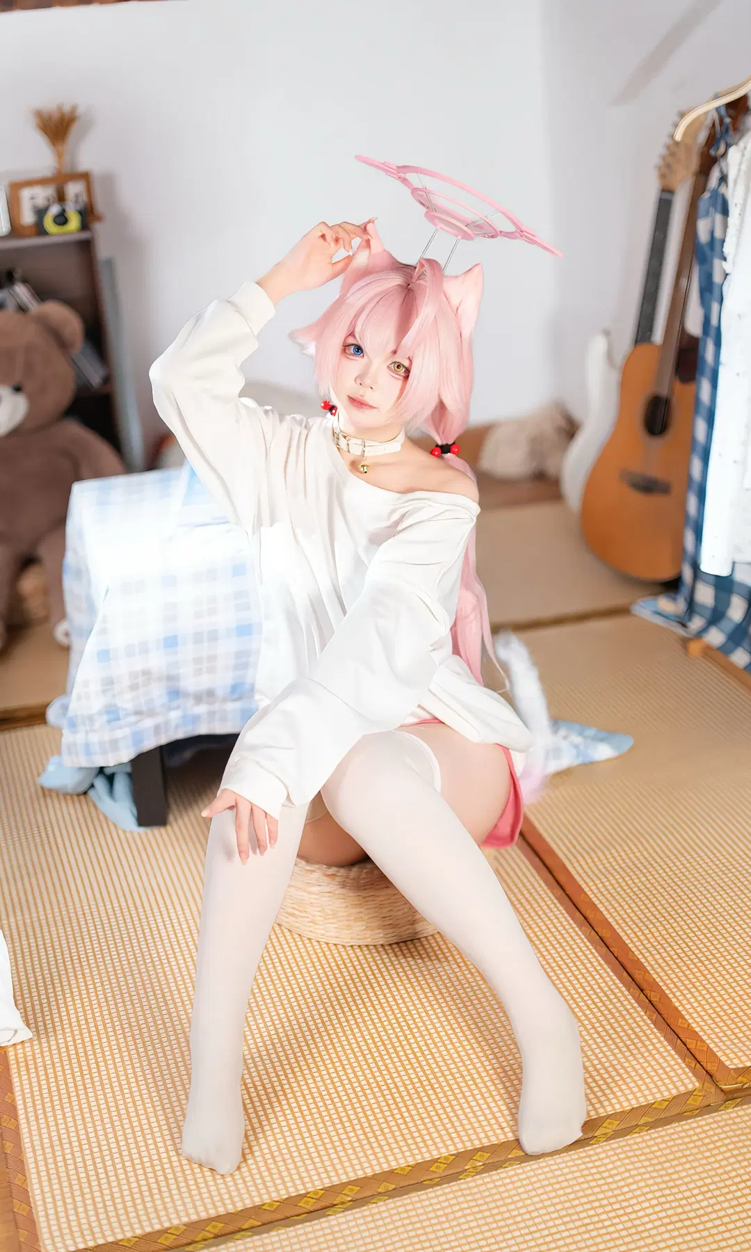 蔚蓝档案, 二次元cosplay, 小鸟游星野cos, 白丝, 猫耳cos