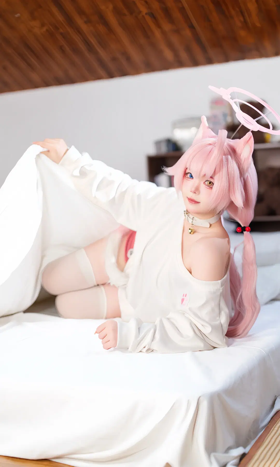 蔚蓝档案, 小鸟游星野cos, 白丝, 猫娘, 肉腿