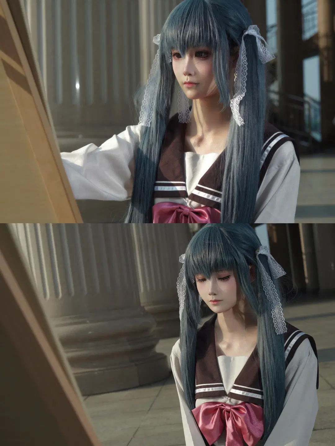 【本间心玲cos】樱之刻里的蓝发水手服少女 - lov3eeanxxx - 第5张