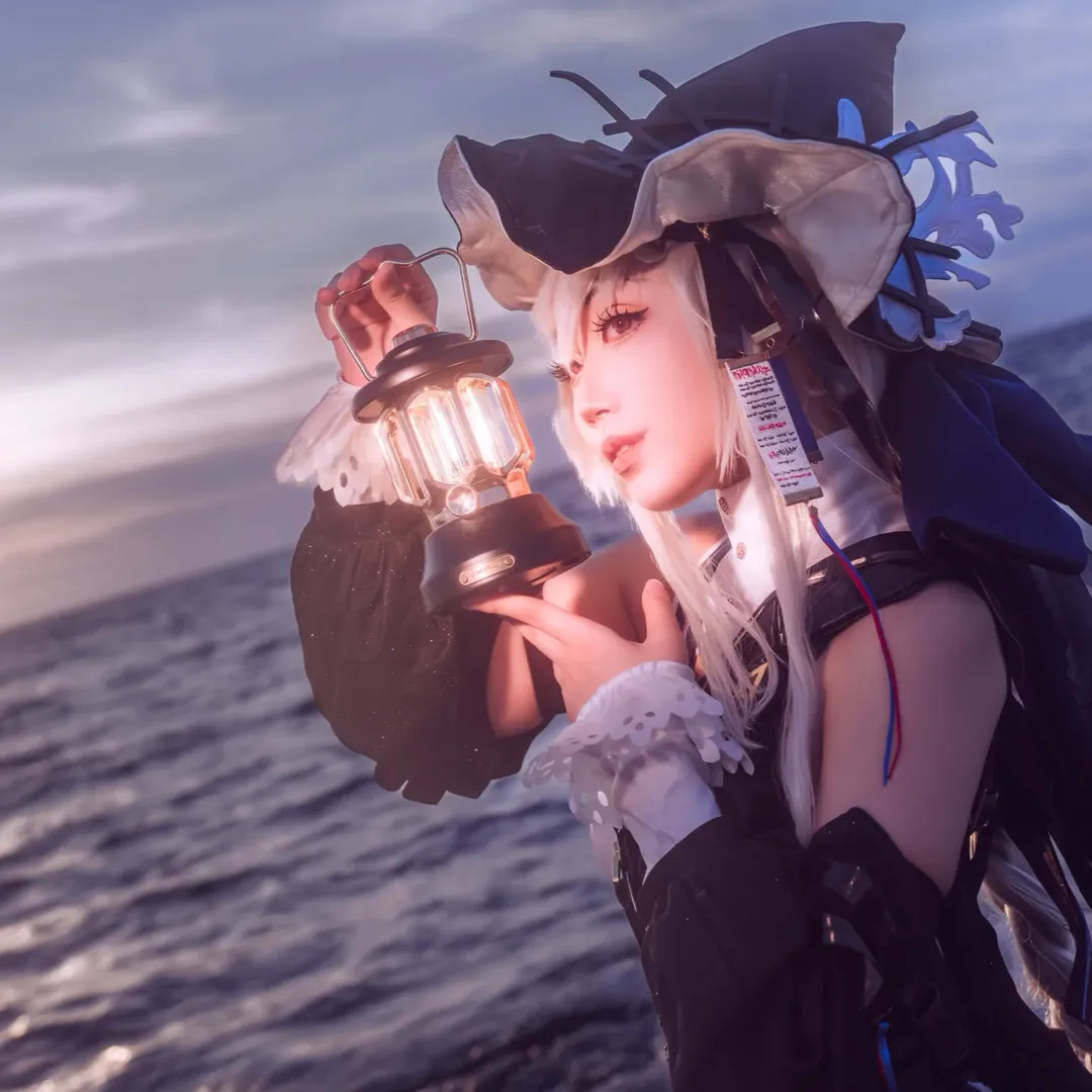 Beach photography, Arknights, Cosplay outfit, Specter the Unchained cosplay, Black sheer stockings and long boots - Image 1