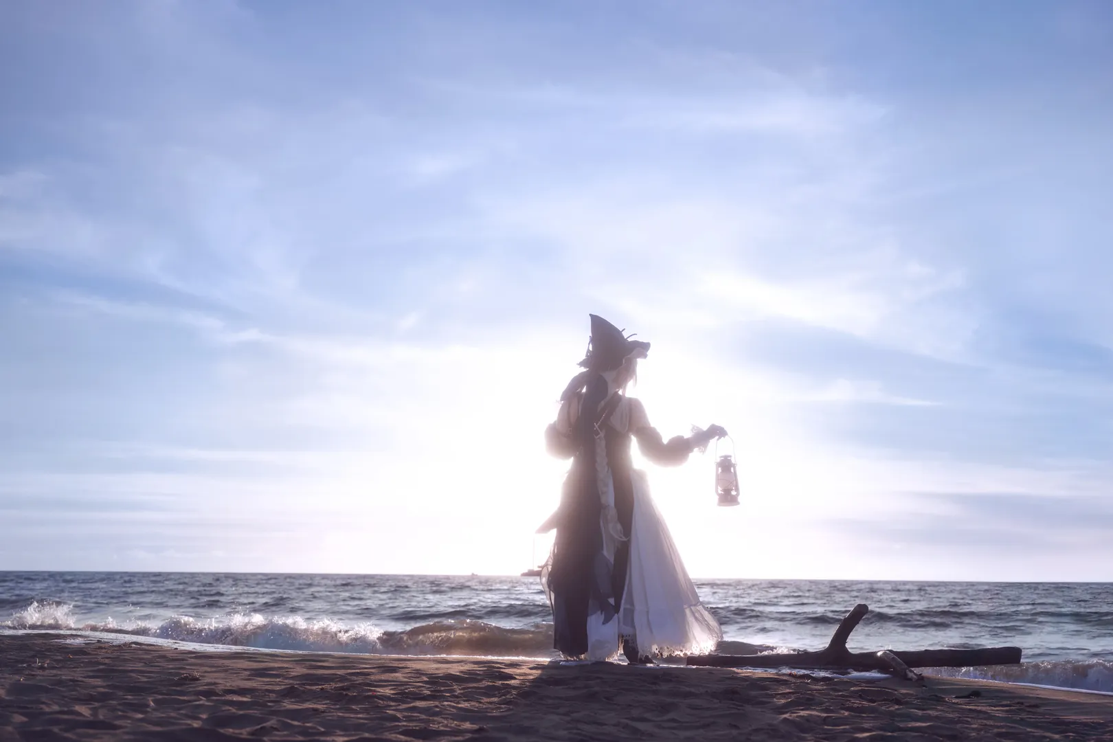 Beach photography, Arknights, Cosplay outfit, Specter the Unchained cosplay, Black sheer stockings and long boots - Image 4