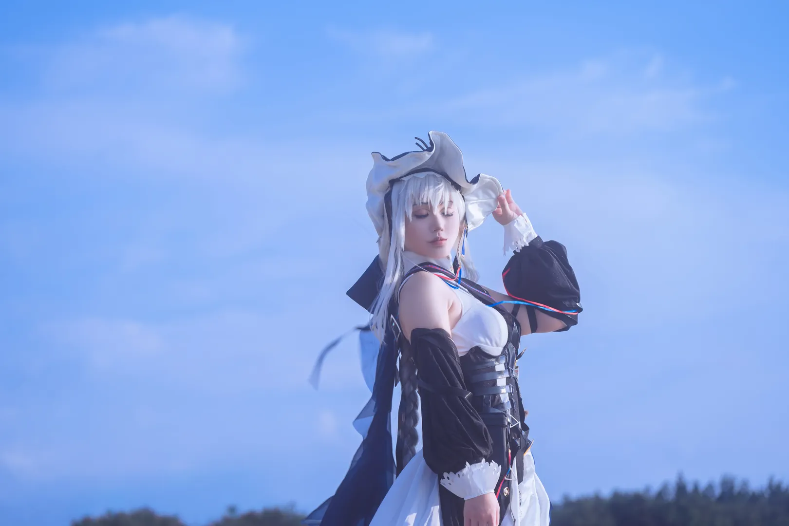 Beach photography, Arknights, Cosplay outfit, Specter the Unchained cosplay, Black sheer stockings and long boots - Image 7