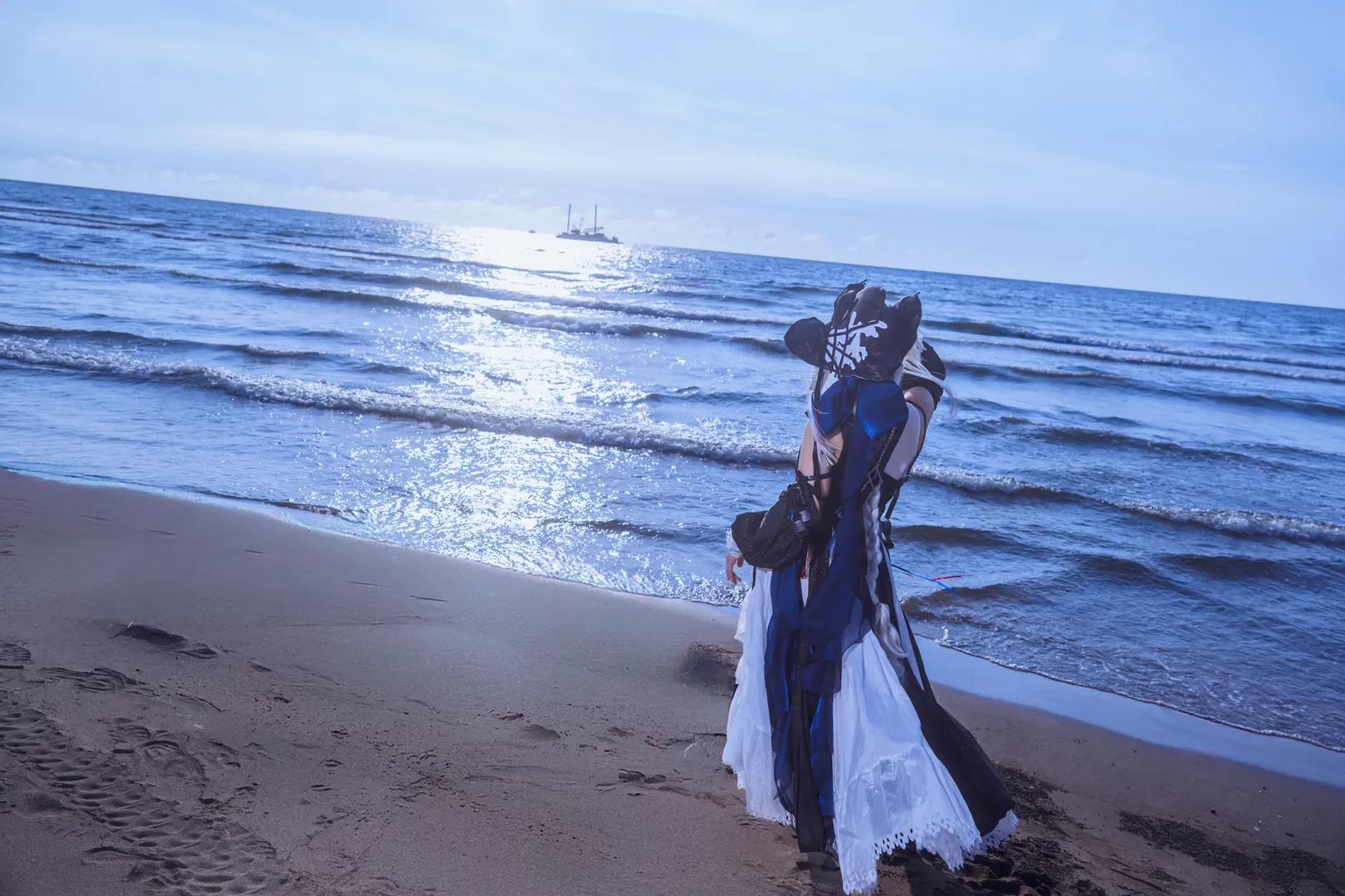 Beach photography, Arknights, Cosplay outfit, Specter the Unchained cosplay, Black sheer stockings and long boots - Image 8