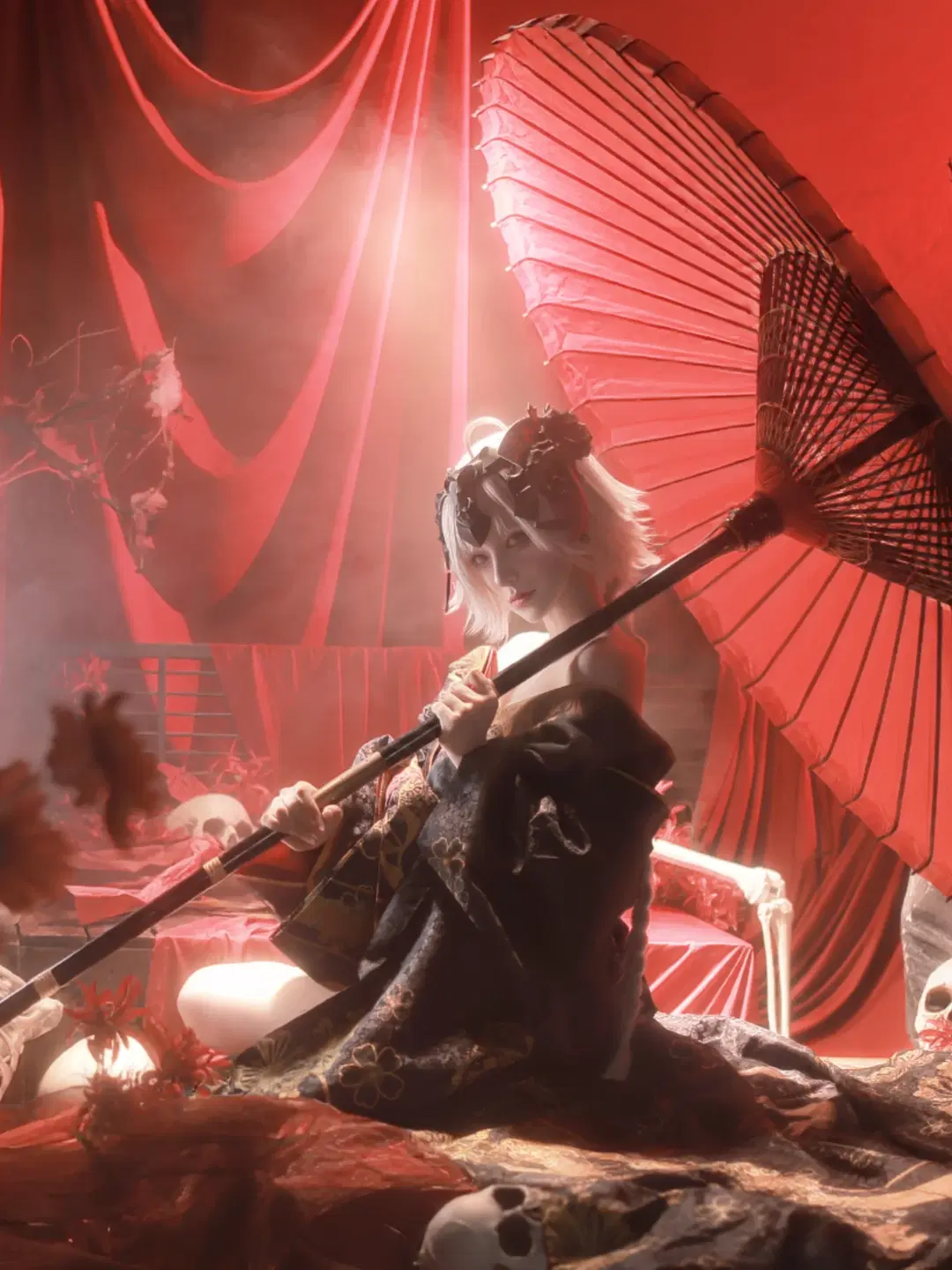 Jeanne d'Arc (Alter) cosplay, Dark Gothic, Fate FGO, Nanjing ACG, Oiran style