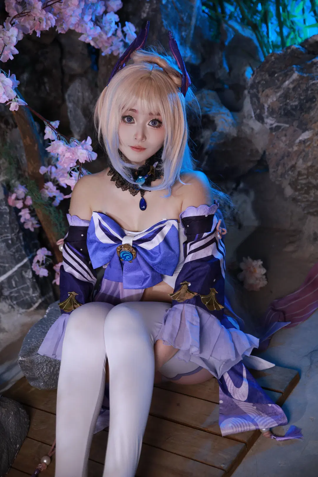Genshin Impact, Sangonomiya Kokomi cosplay, miHoYo, Cosplay photoshoot, Stockings