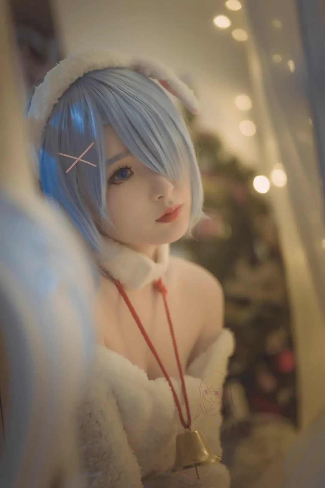 从零开始的异世界生活, 二次元cosplay, 蕾姆cos, 蓝发少女, 冬日毛绒装扮