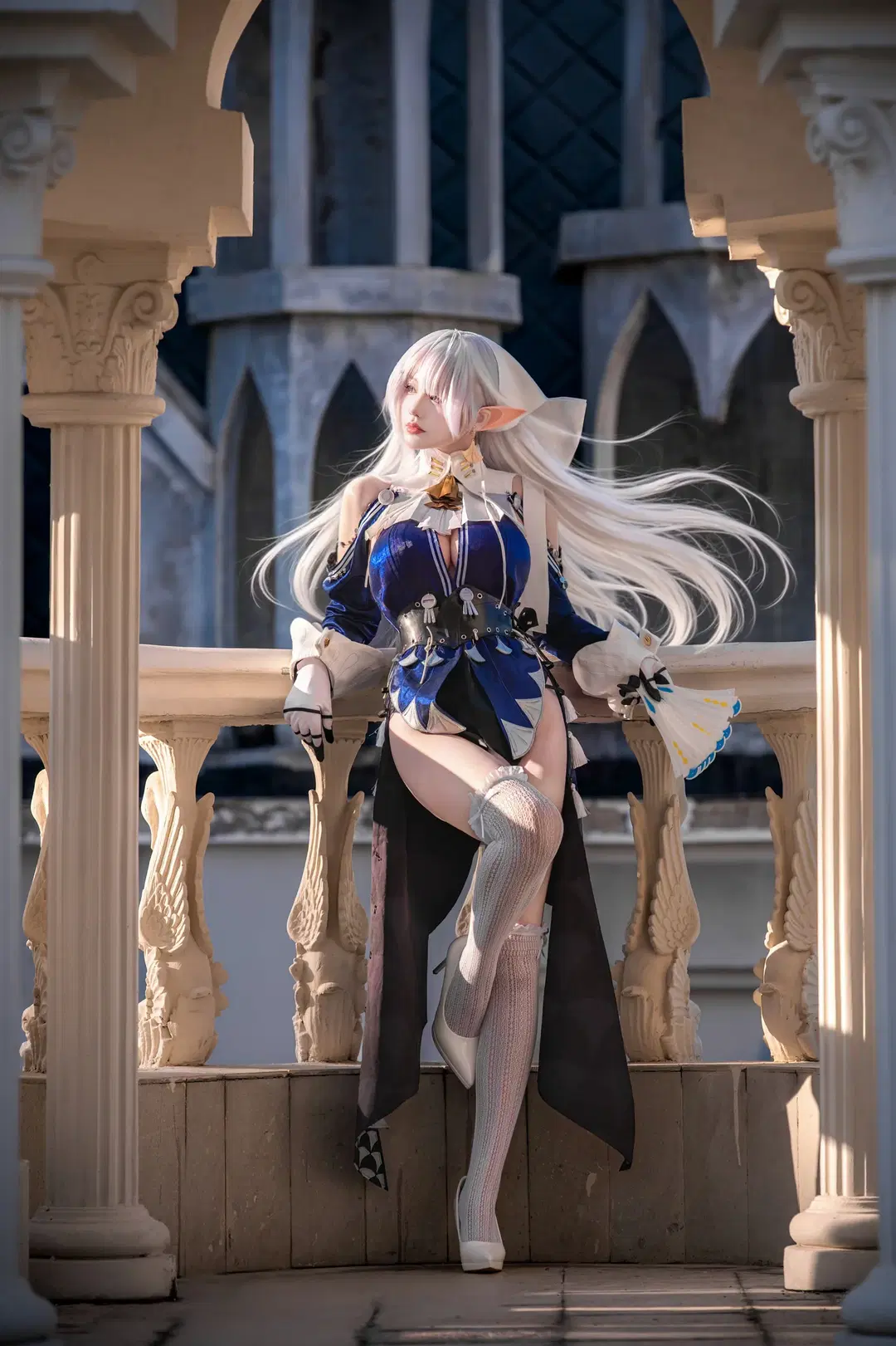 Zenless Zone Zero, Anime cosplay, White stockings, Elf ears, Velina cosplay