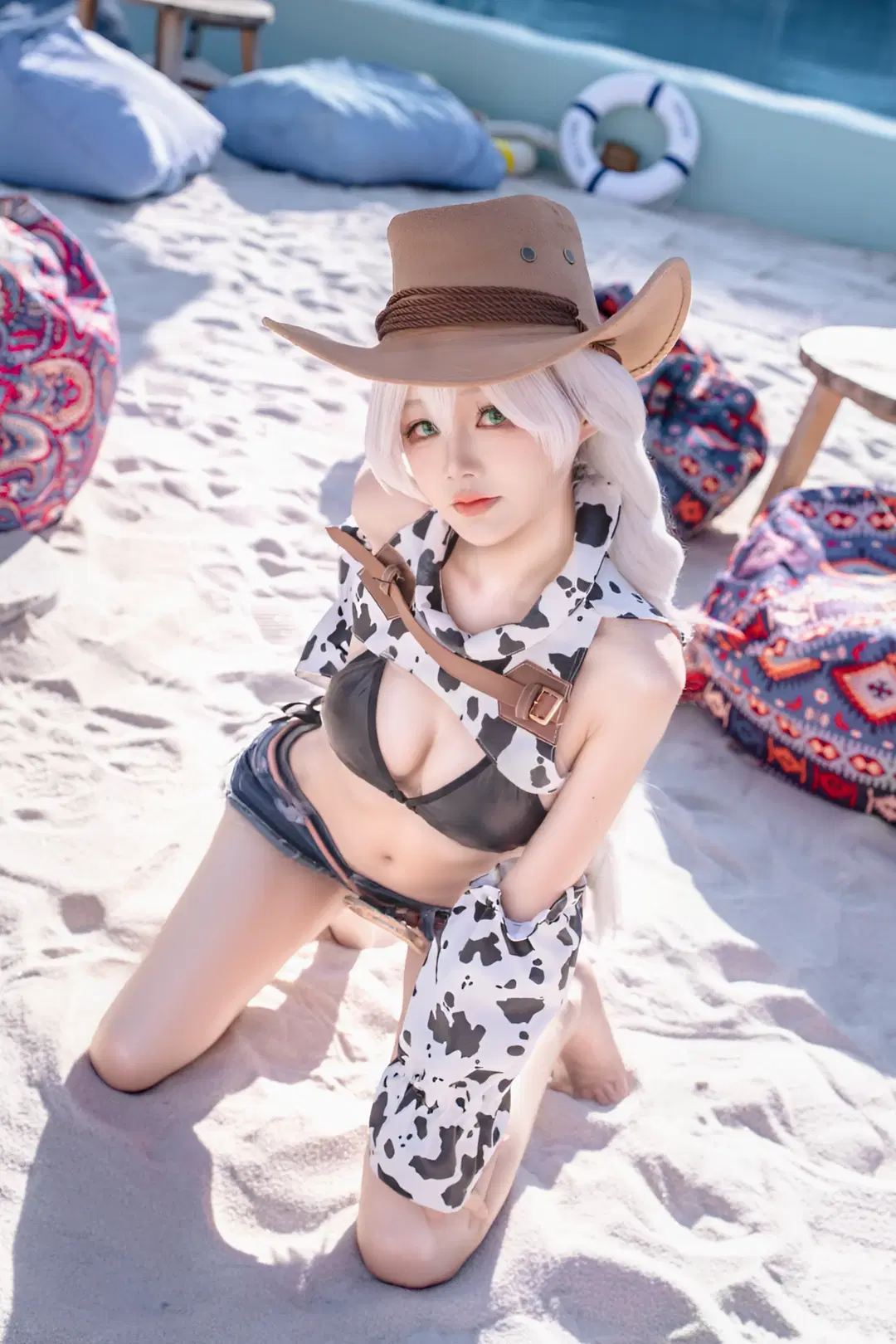 【ファーゴコスプレ】『アズールレーン』ファーゴ水着スキン：ウエスタン・カウボーイ風ビーチ撮影 - 林兮不嘻嘻 - 3枚目
