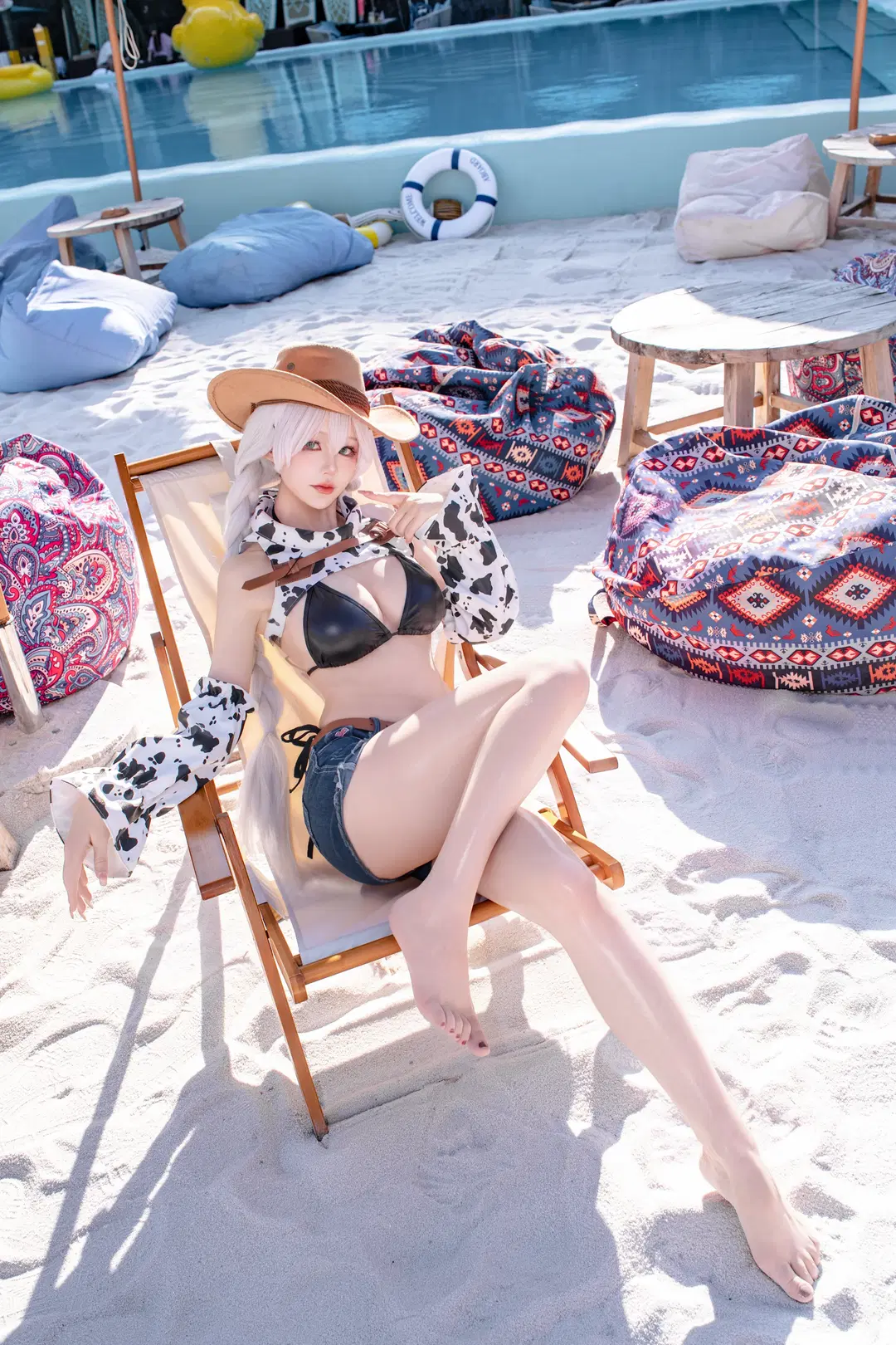 【ファーゴコスプレ】『アズールレーン』ファーゴ水着スキン：ウエスタン・カウボーイ風ビーチ撮影 - 林兮不嘻嘻 - 4枚目