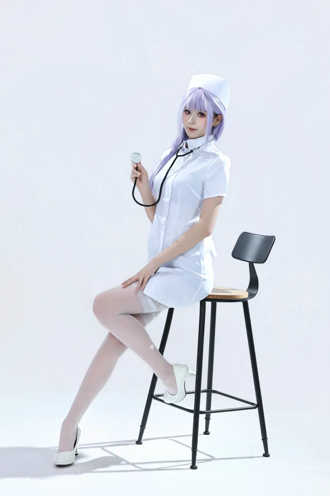 Azur Lane, White stockings, Nurse outfit, Plymouth cosplay, Stethoscope