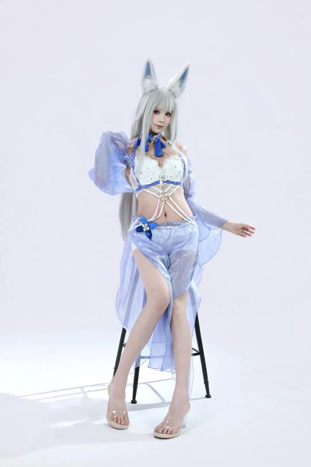 【信濃 コスプレ】アズールレーン信濃、白青のチュールと真珠が織りなす幻想美 - 编号0827 - 2枚目