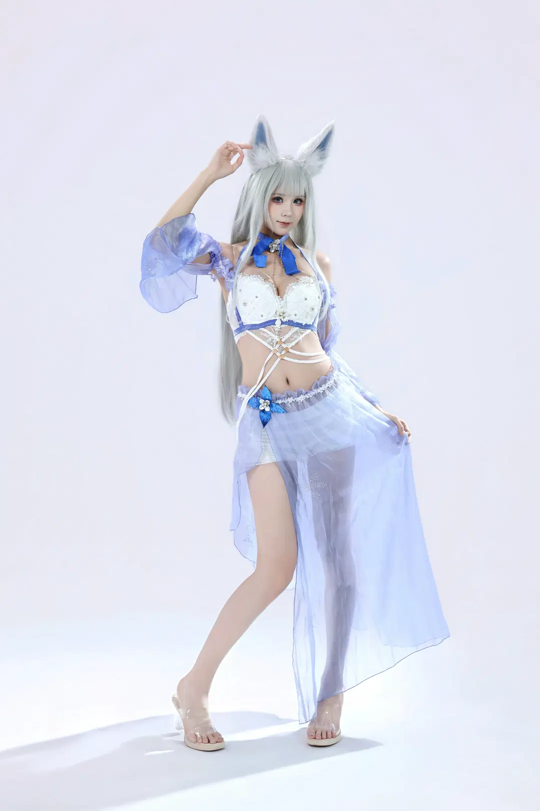 【信濃 コスプレ】アズールレーン信濃、白青のチュールと真珠が織りなす幻想美 - 编号0827 - 3枚目