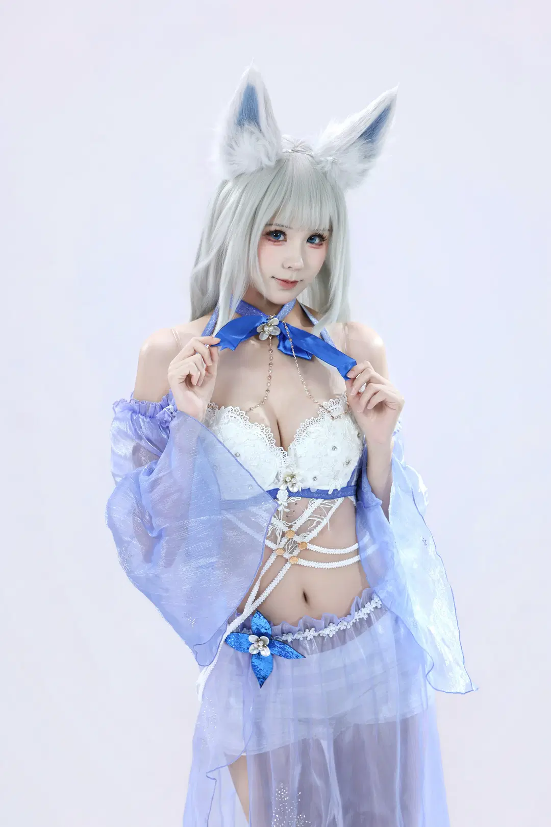【信濃 コスプレ】アズールレーン信濃、白青のチュールと真珠が織りなす幻想美 - 编号0827 - 4枚目