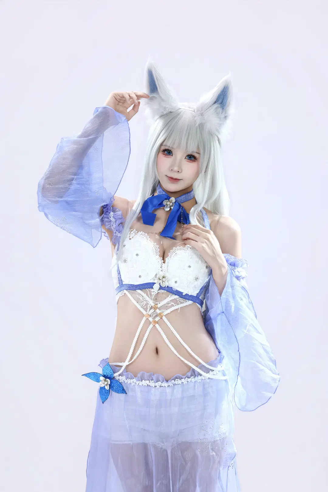 【信濃 コスプレ】アズールレーン信濃、白青のチュールと真珠が織りなす幻想美 - 编号0827 - 5枚目