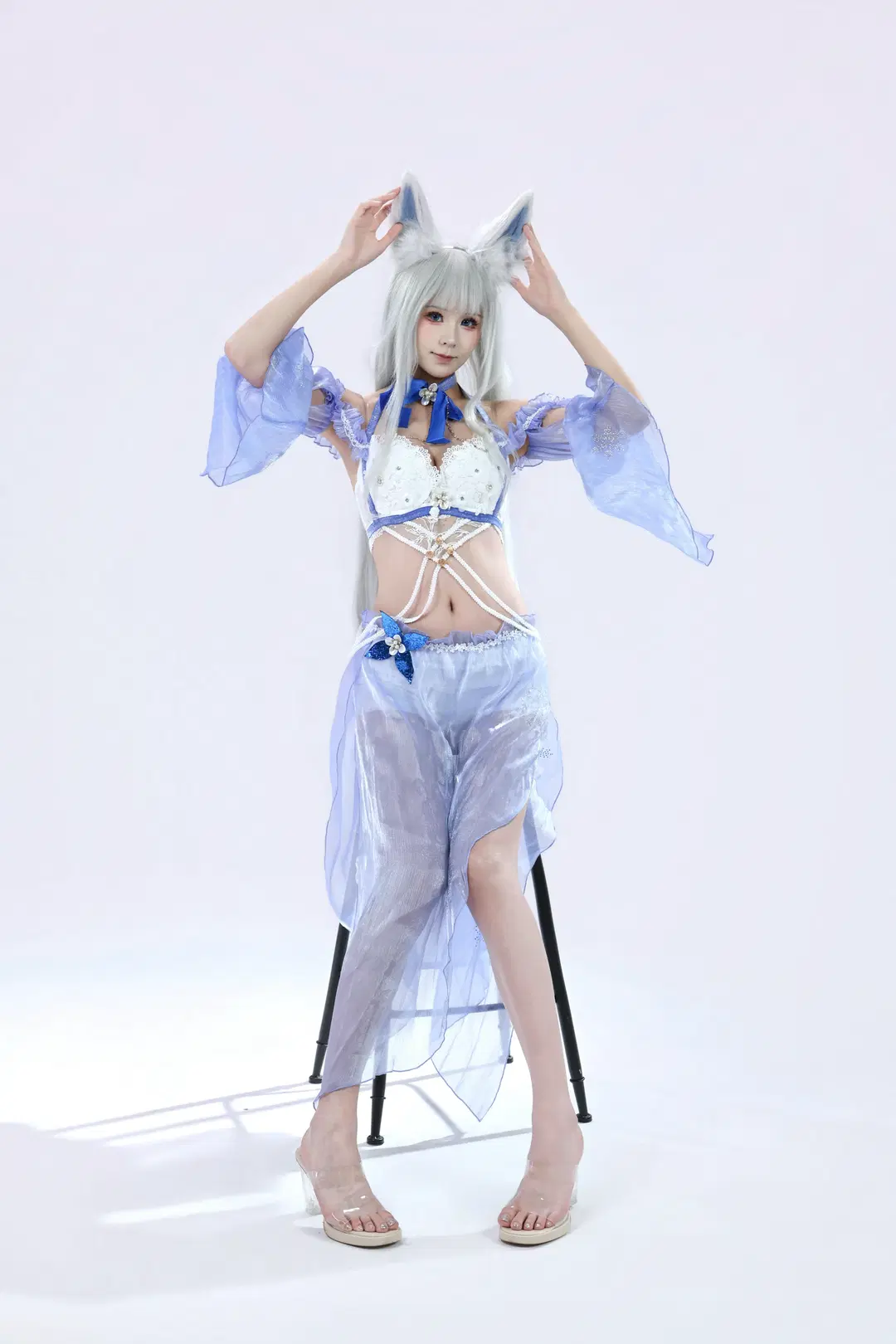 【信濃 コスプレ】アズールレーン信濃、白青のチュールと真珠が織りなす幻想美 - 编号0827 - 8枚目