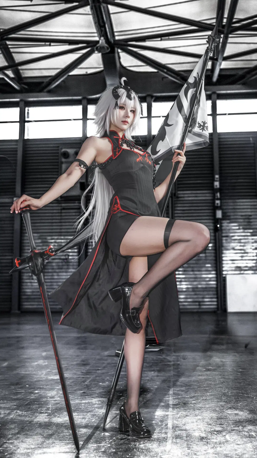 コスプレ, Fate/Grand Order, チャイナドレス, ジャンヌ・ダルク（オルタ）コスプレ, 黒ストッキング