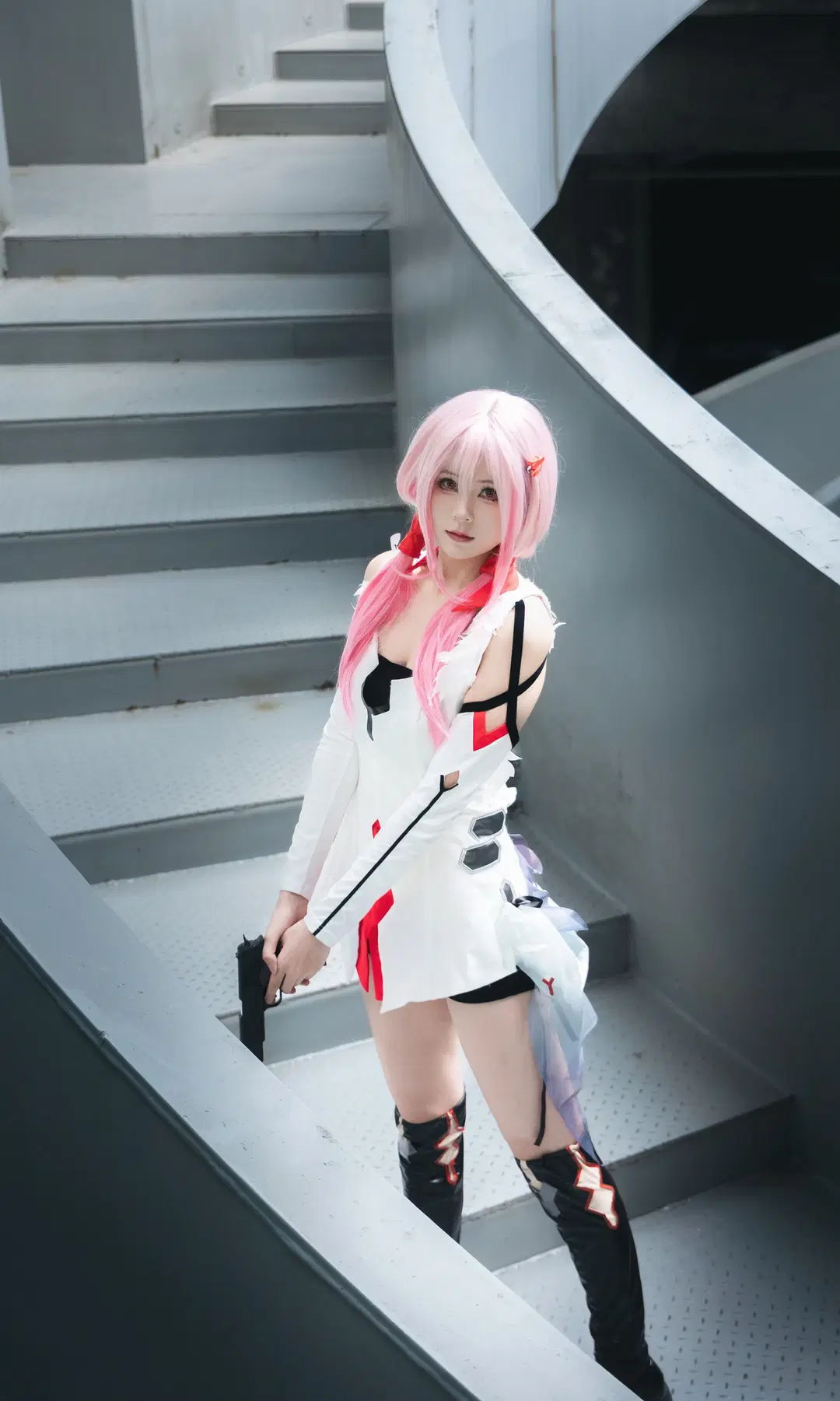 Pink hair, Yuzuriha Inori cosplay, Guilty Crown, Over-the-knee boots, Inori Yuzuriha birthday celebration