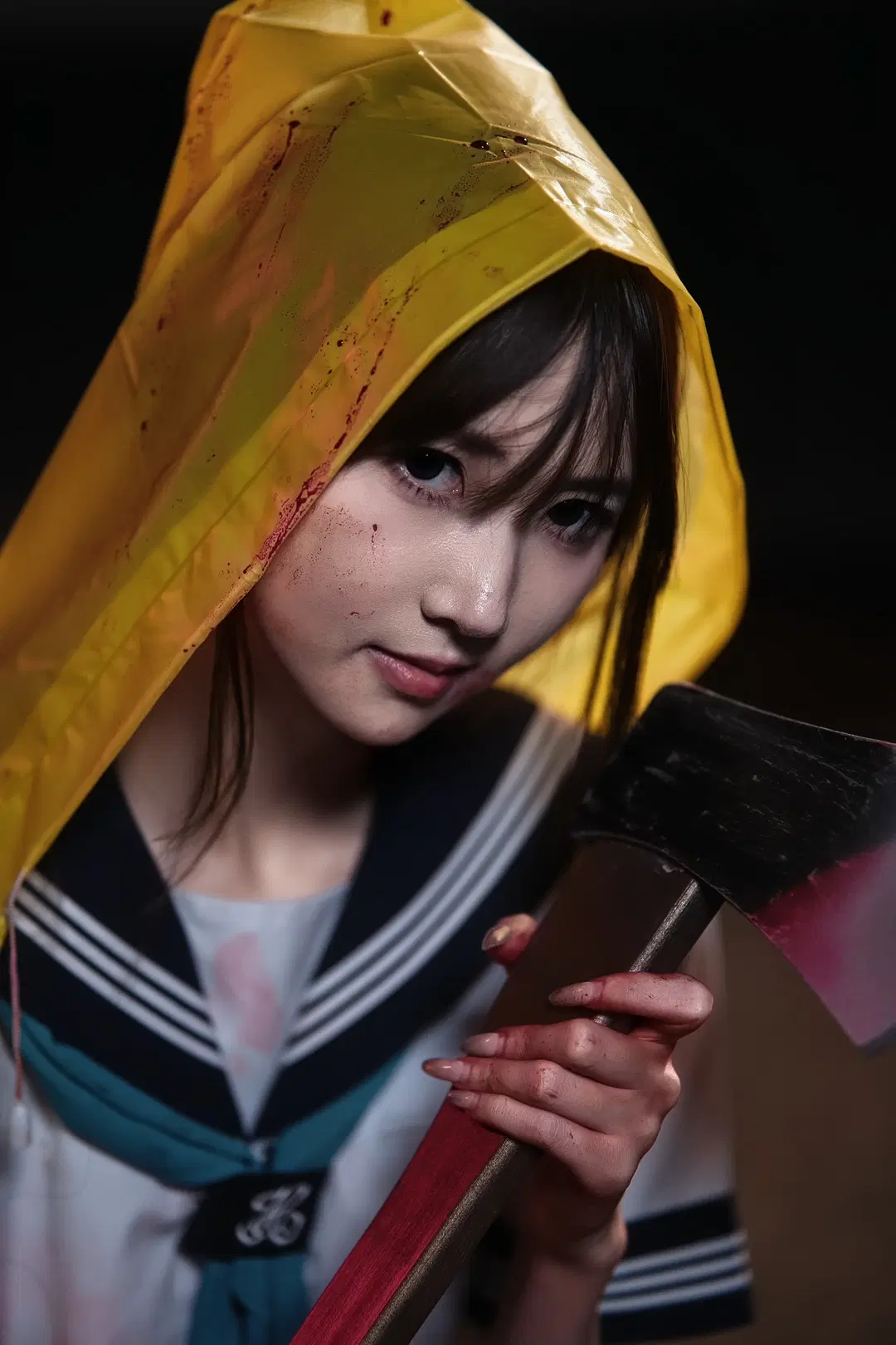 Dark Sailor Suit Paired with Bright Yellow Raincoat: High-Tension Rainy Night Mood Low-Key Portrait by 米三华（线下授课） - Image 3