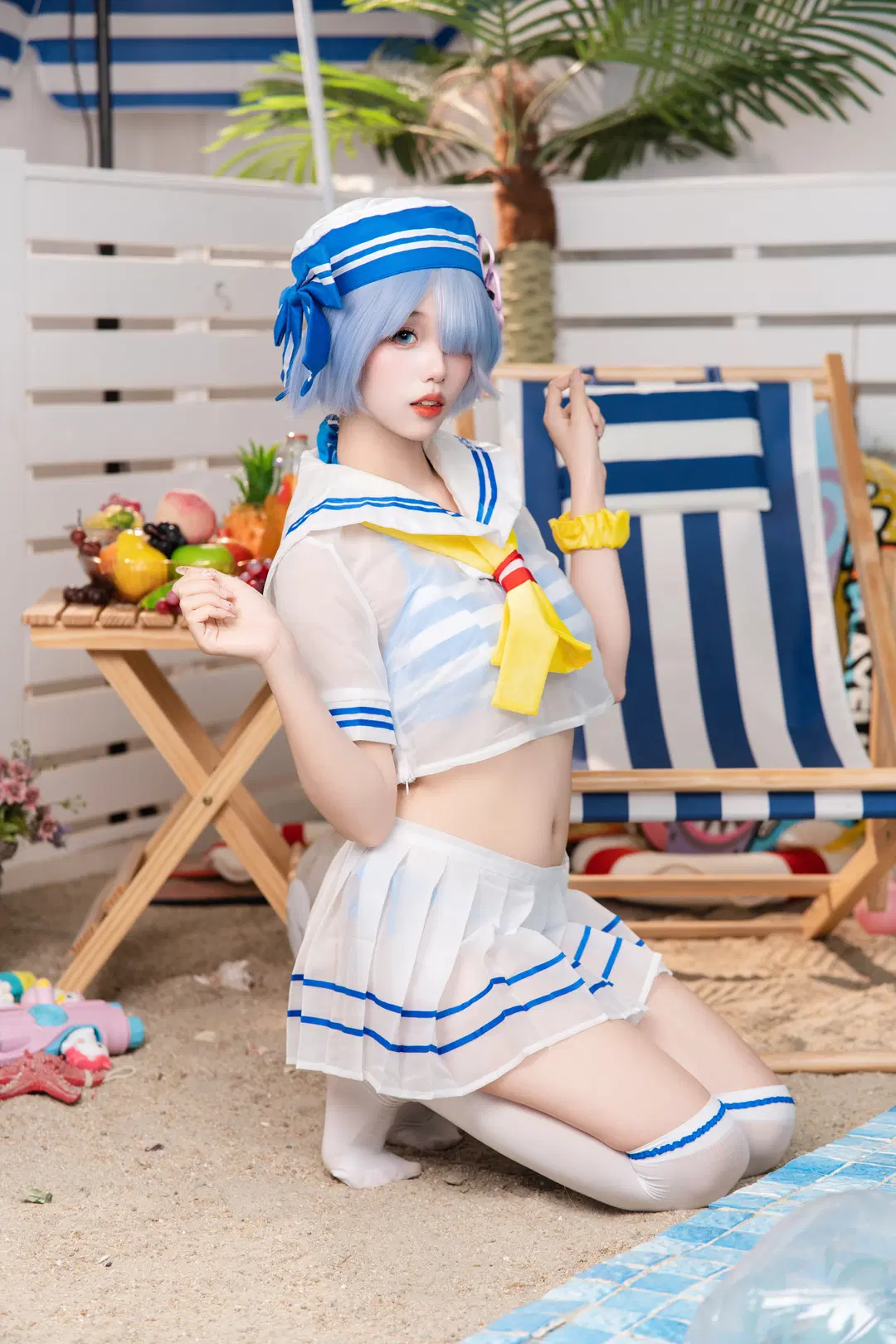 【小雷姆cos】蓝色水手服与沙滩的夏日碰撞 - 米三华（线下授课） - 第3张