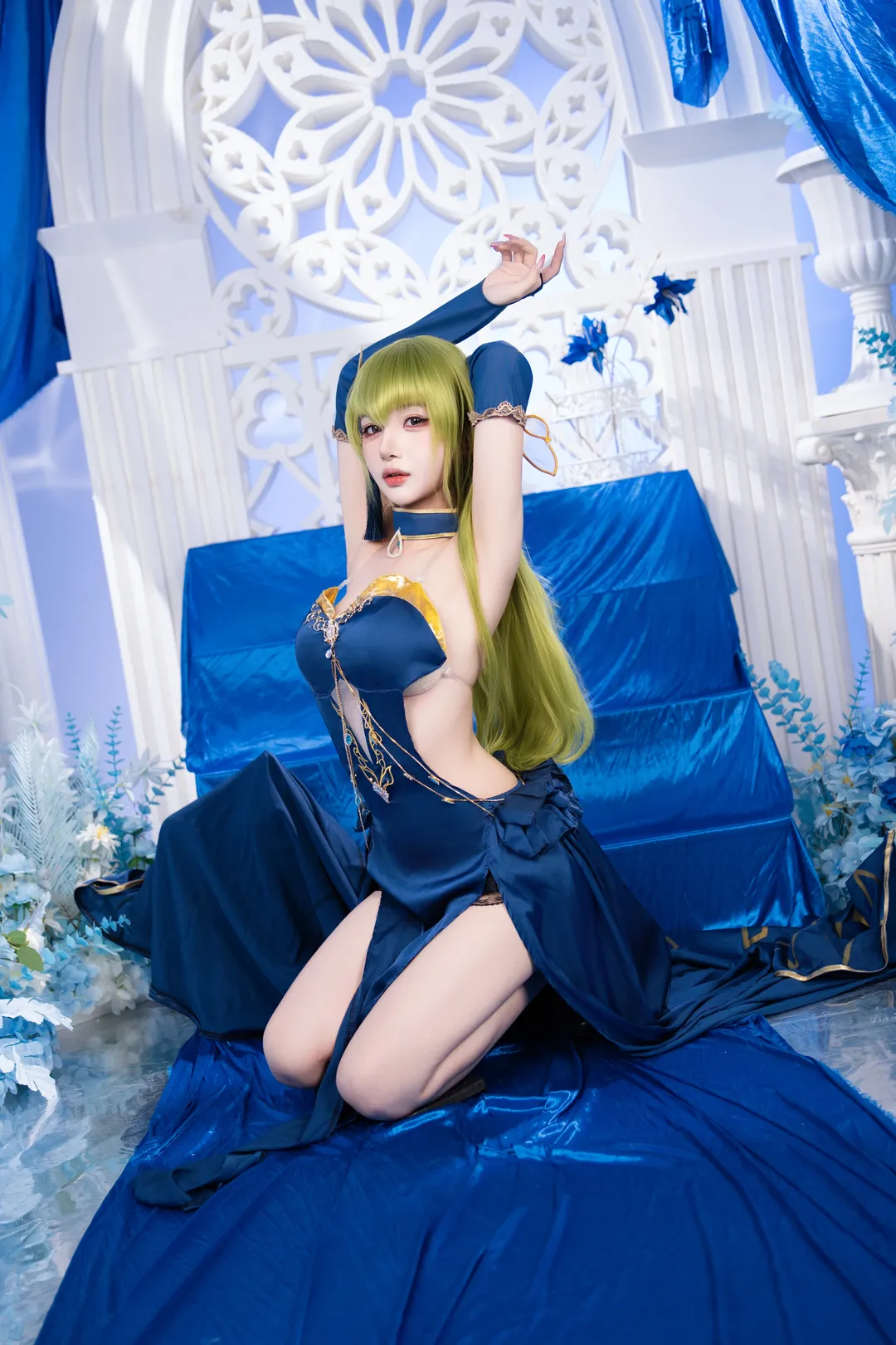 cosplay, 人像攝影, 藍色系服裝, 金髮, c.c.cos