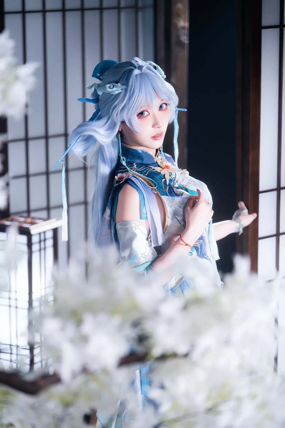 二次元, 白ストッキング, 古風, 和風庭園, 清宵コスプレ - 2枚目