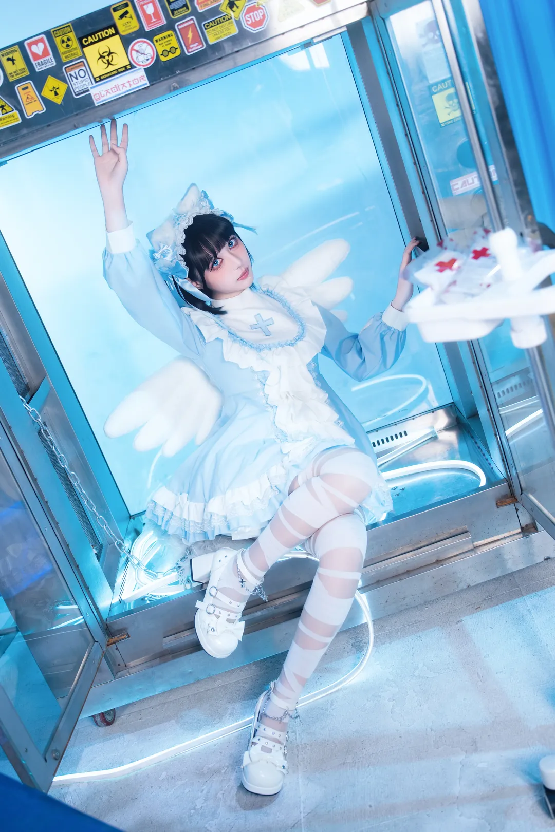 cosplay, 白丝, 天使护士cos, 医疗室写真, 水色天使 - 第1张