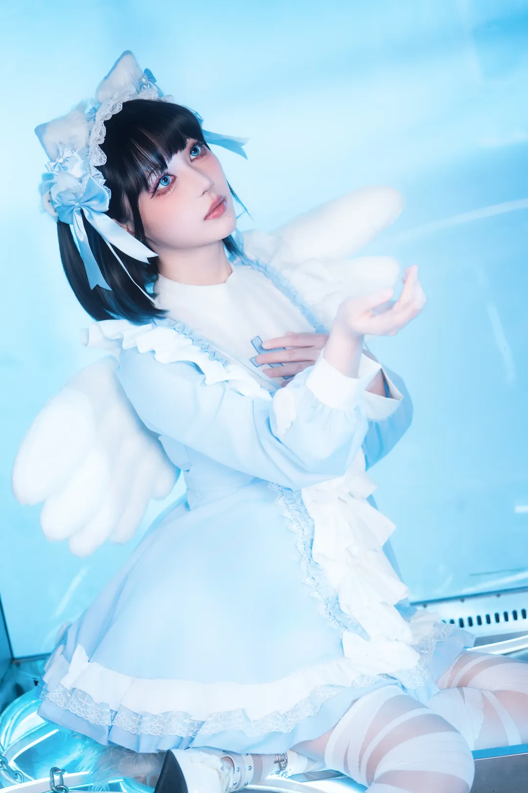 cosplay, 白丝, 天使护士cos, 医疗室写真, 水色天使 - 第2张