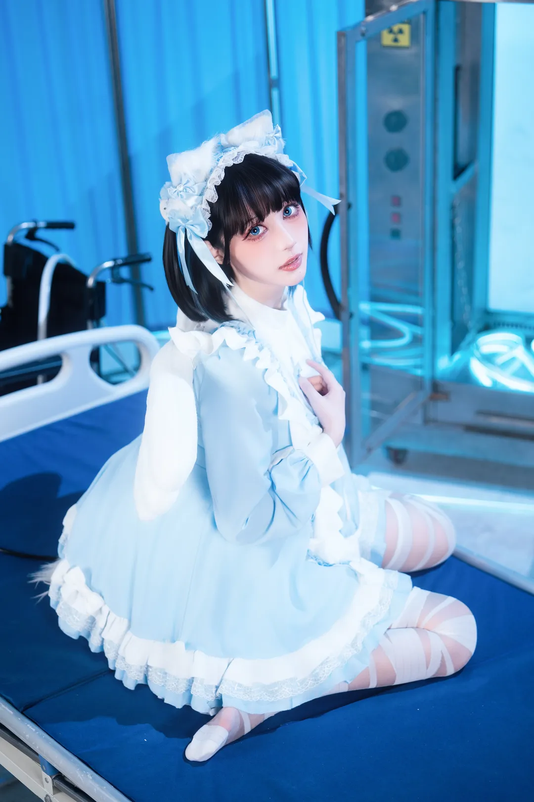 cosplay, 白丝, 天使护士cos, 医疗室写真, 水色天使 - 第3张