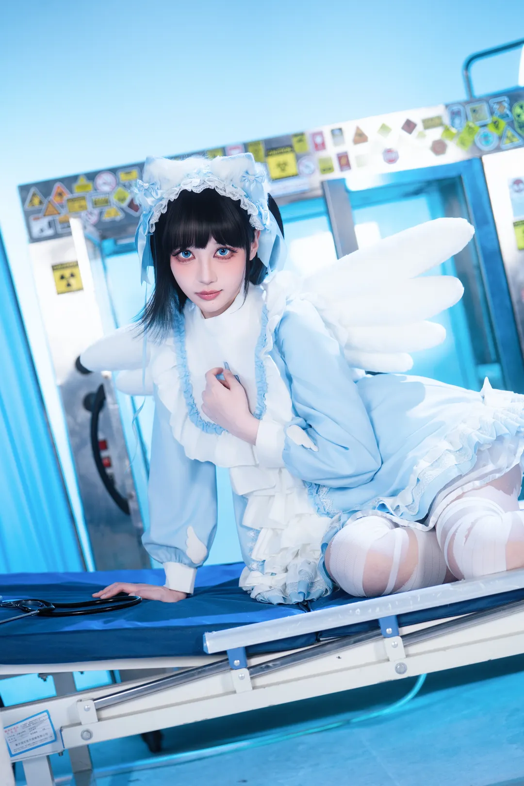 cosplay, 白丝, 天使护士cos, 医疗室写真, 水色天使