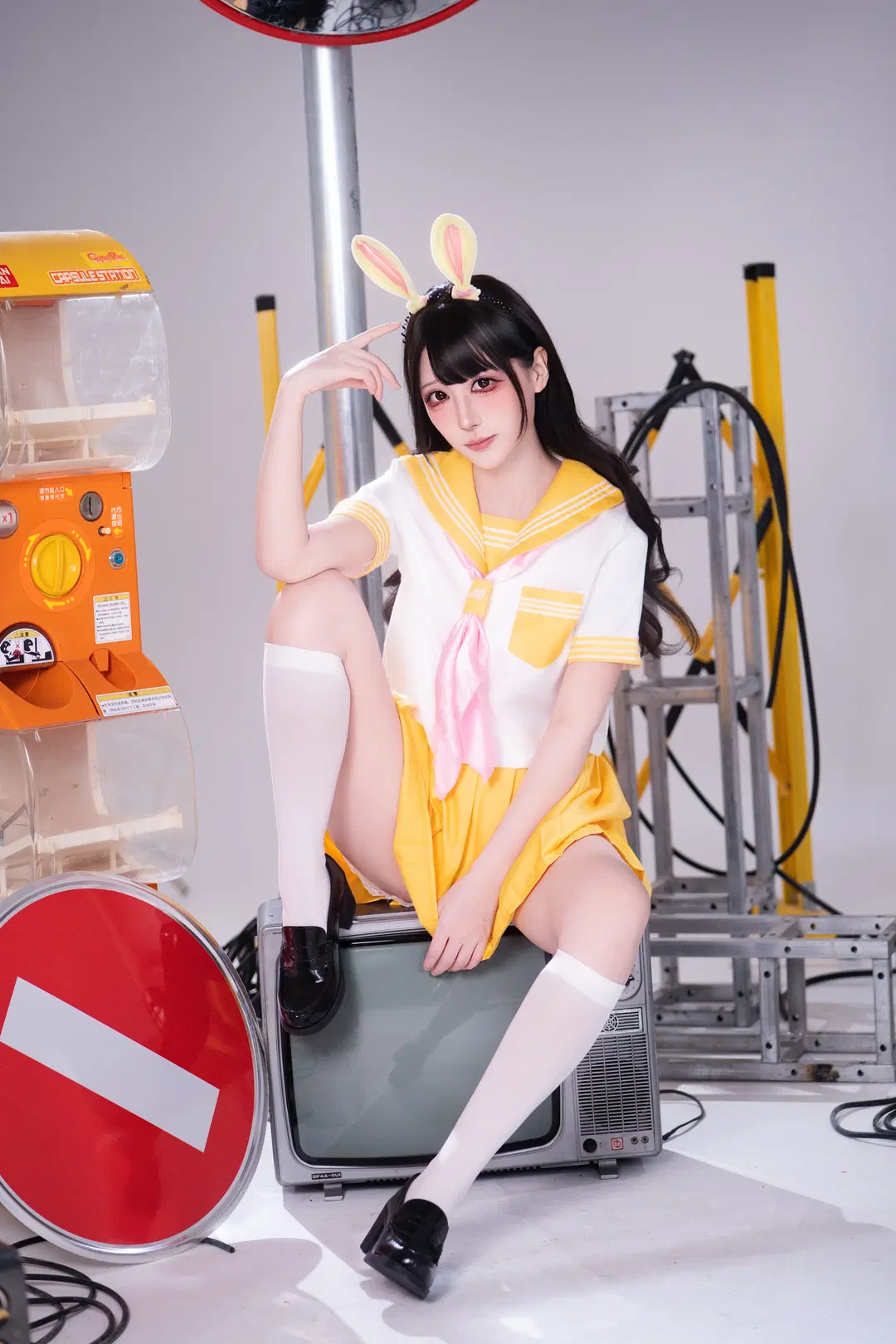cosplay, 兔耳, 白丝, 水手服, 复古棚拍