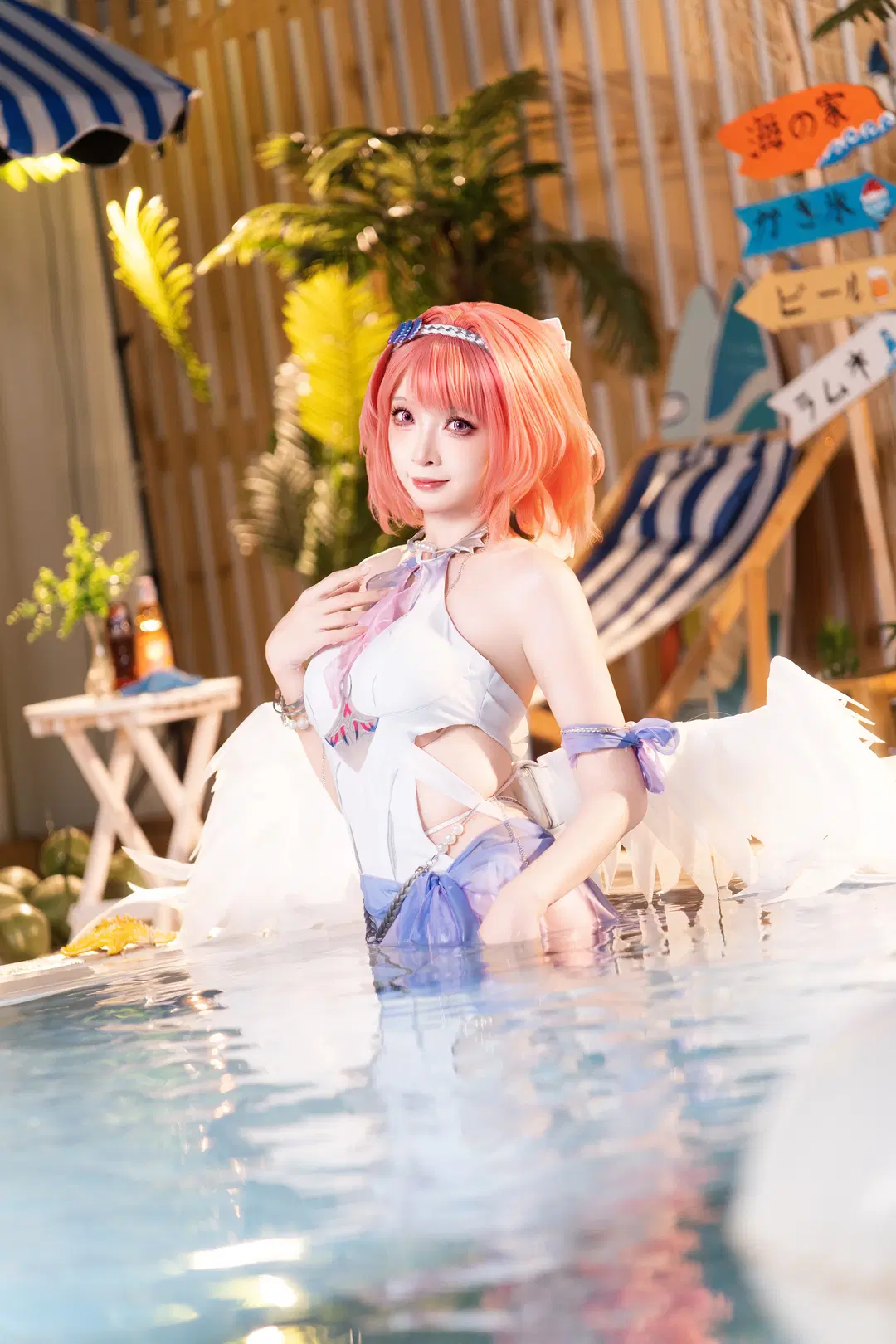 Remielle Swimsuit Cosplay: Freezing a Refreshing Summer Moment by the Pool by 米三华（线下授课） - Image 4
