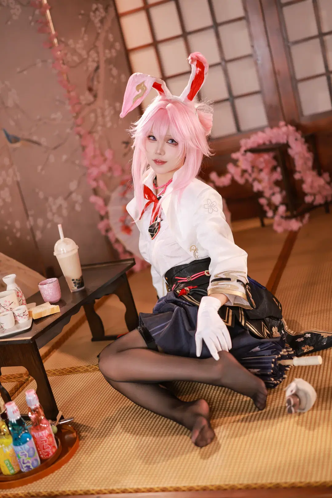 Anime-style photography, Honkai: Star Rail, Japanese style, Evanescia cosplay, Black stockings