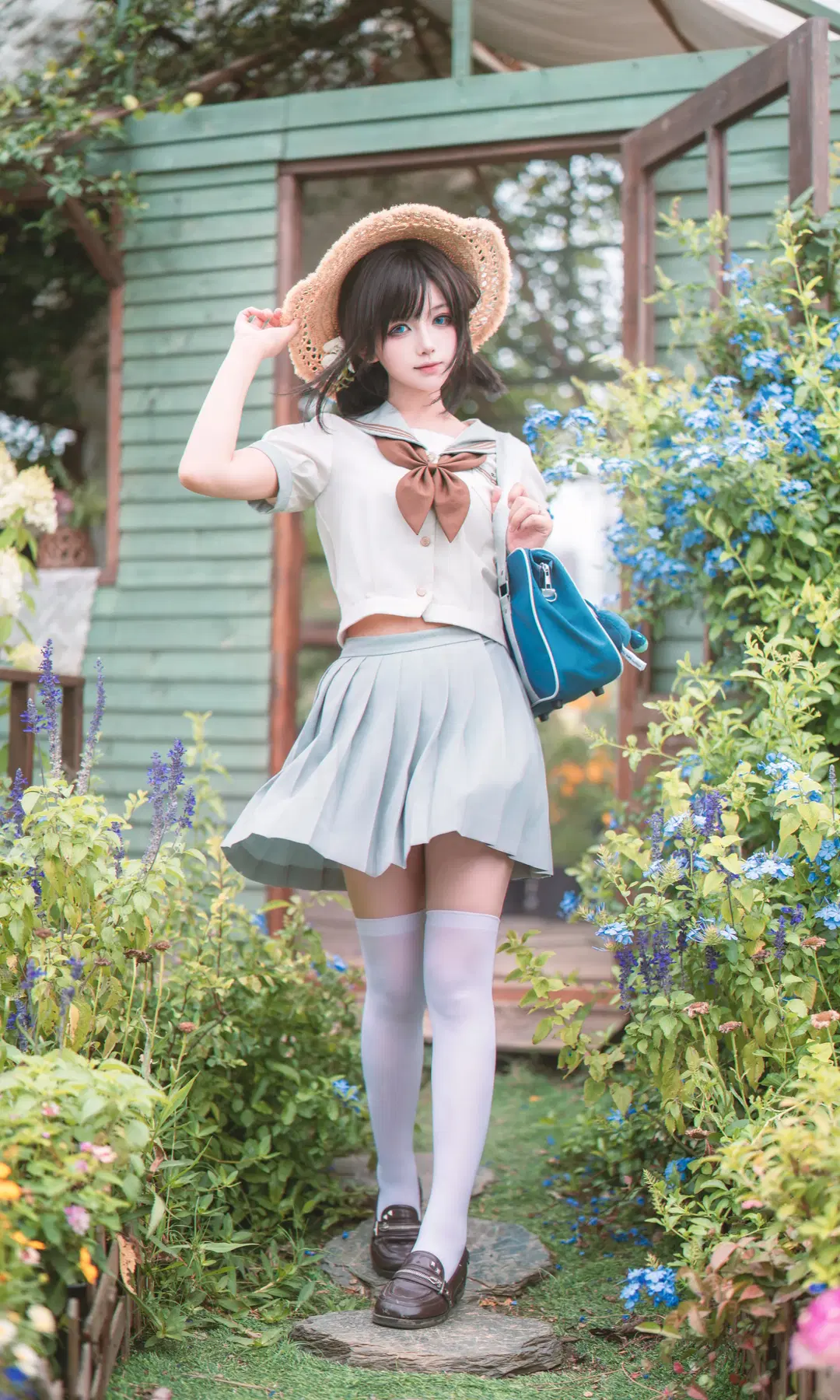 JK制服, 少女感穿搭, 白丝袜, 百褶裙, 初夏写真