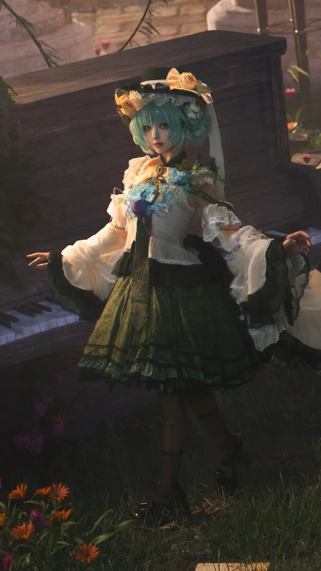 東方project, 古明地戀cos, 廢墟風, 復古洛麗塔洋裝, 大腿襪 - 第1張