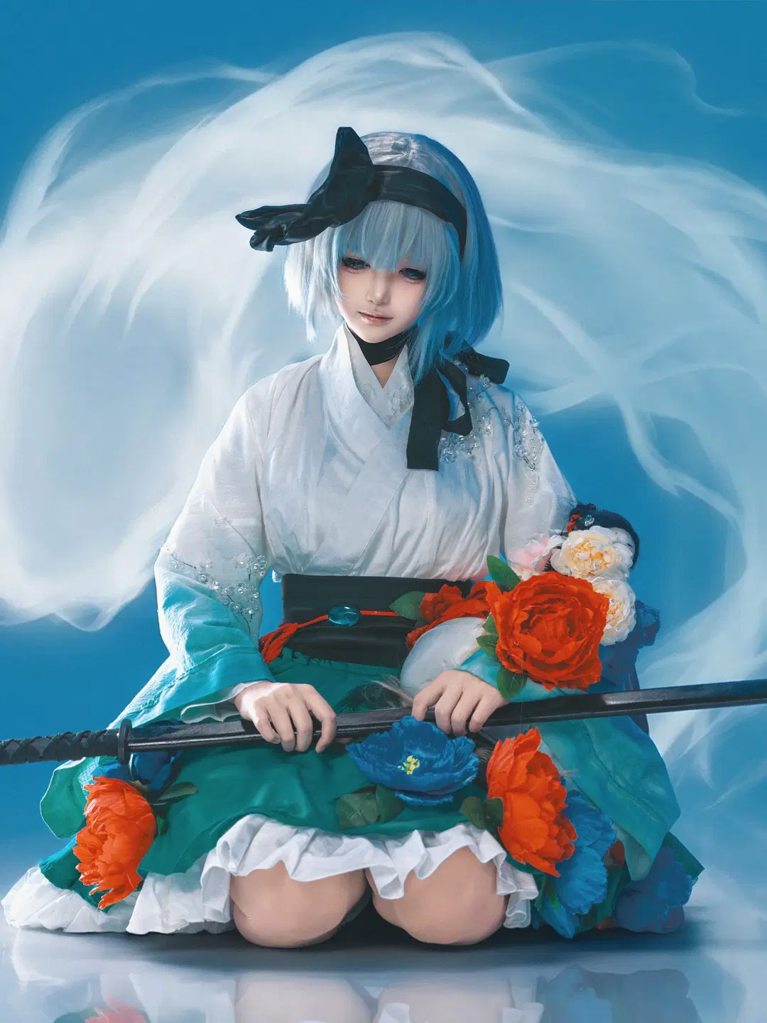 東方project, 二次元cosplay, 和風寫真, 妖夢cos, 劍道少女
