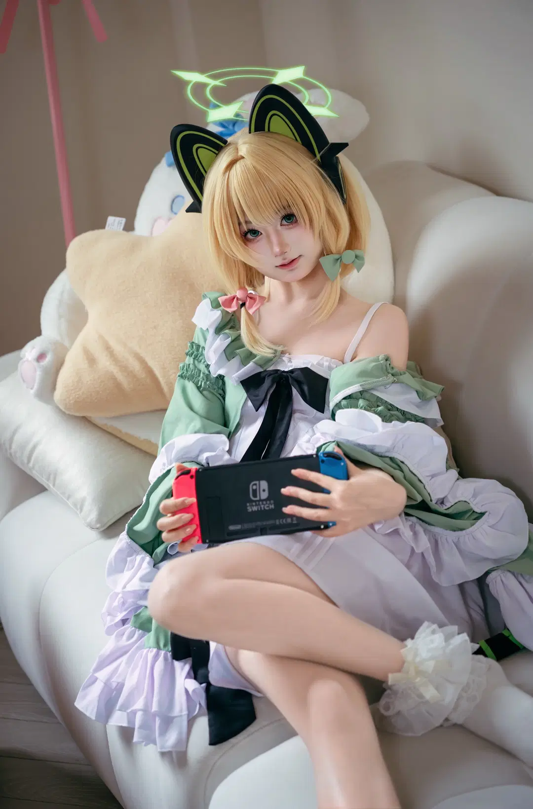 二次元少女, 蔚蓝档案, 碧蓝档案, 白丝, 才羽绿cos