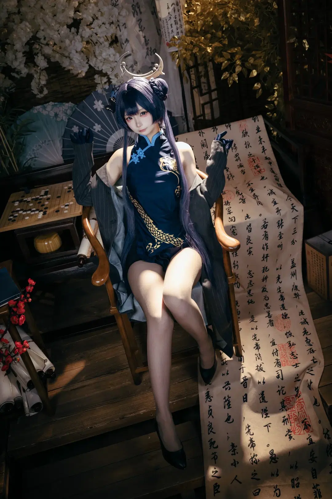 Blue Archive, Misaki cosplay, Classical aesthetics, Qipao cosplay, Stockings