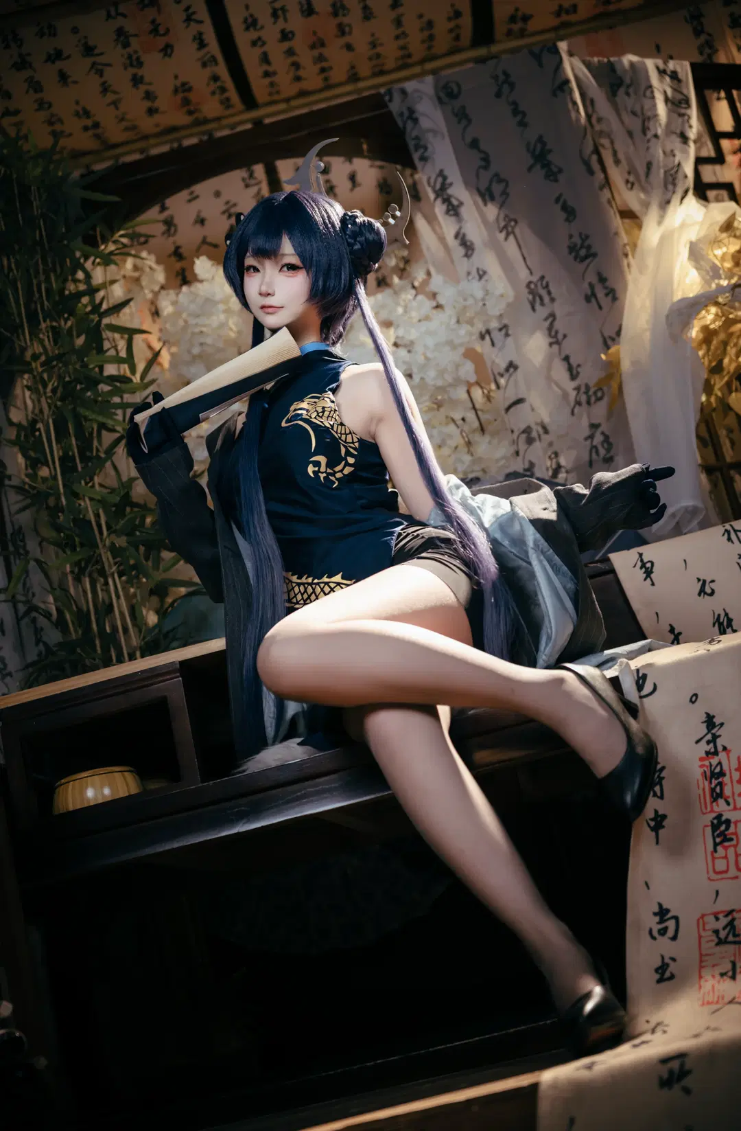 [Misaki cosplay] Sensei, I'm Feeling a Bit Under the Weather: Blue Archive's Chinese Qipao Charm by 阿森纳的小马丁 - Image 5